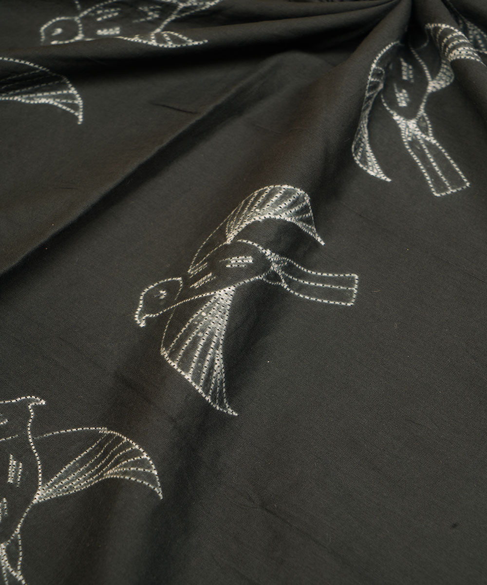 2.5 m Black hand crafted cotton shibori kurta material