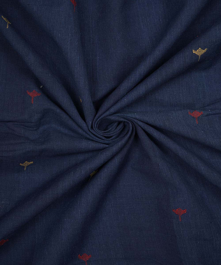 Blue hand spun handwoven cotton srikakulam jamdani fabric