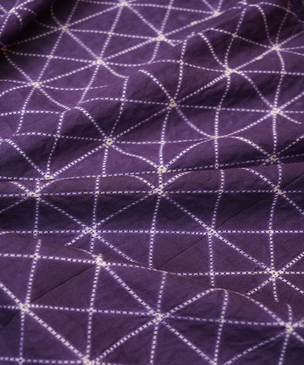 2.5 m Purple hand crafted cotton shibori kurta material