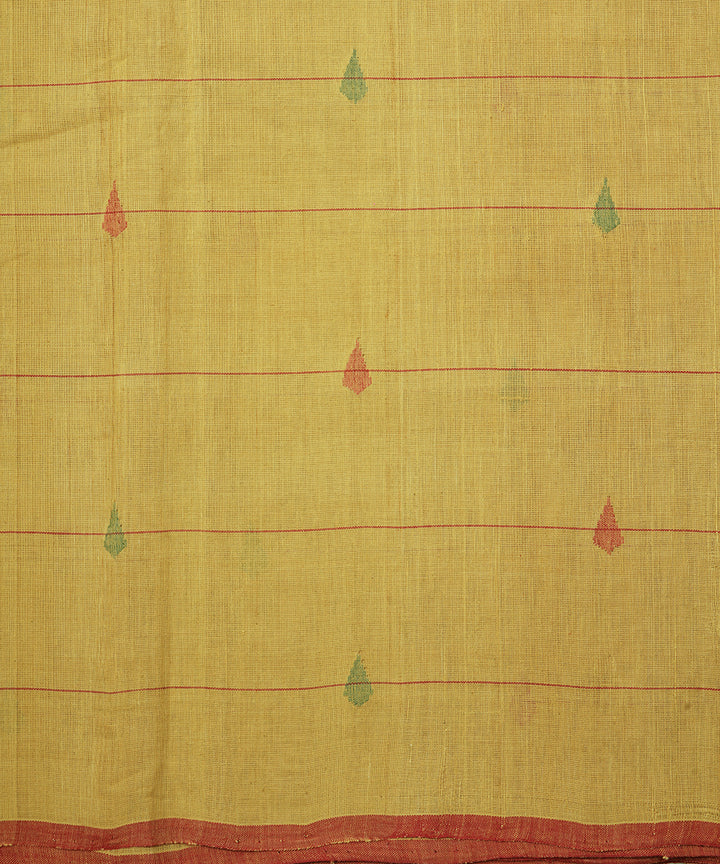 Yellow hand spun handwoven cotton srikakulam jamdani fabric