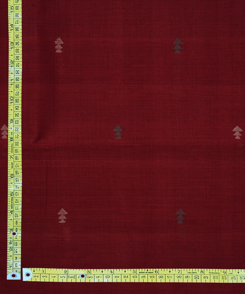 Red hand spun hand woven cotton srikakulam jamdani fabric