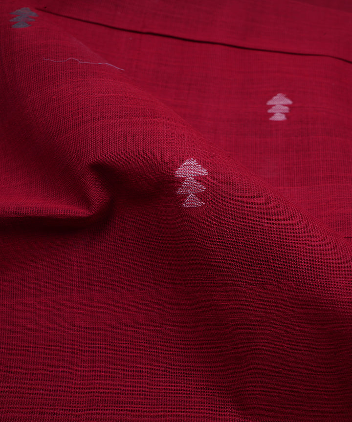 Red hand spun hand woven cotton srikakulam jamdani fabric