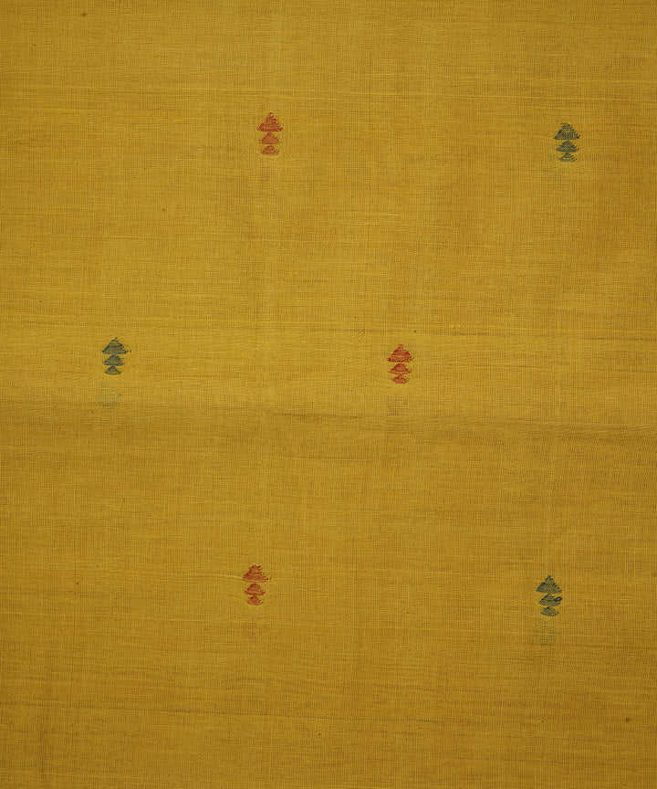 Yellow hand spun hand woven cotton srikakulam jamdani fabric