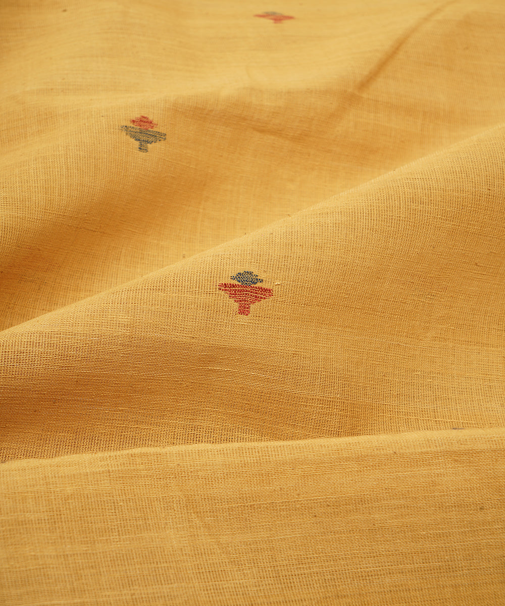 Yellow hand spun handloom cotton srikakulam jamdani fabric