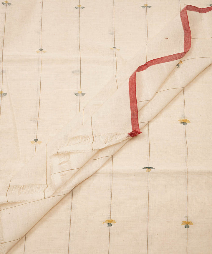 White hand spun handloom cotton srikakulam jamdani fabric