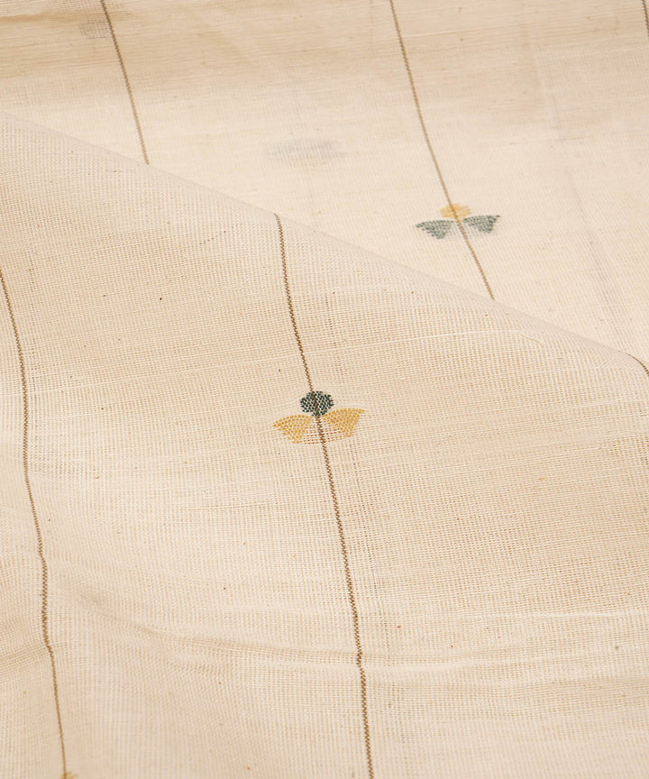 White hand spun handloom cotton srikakulam jamdani fabric