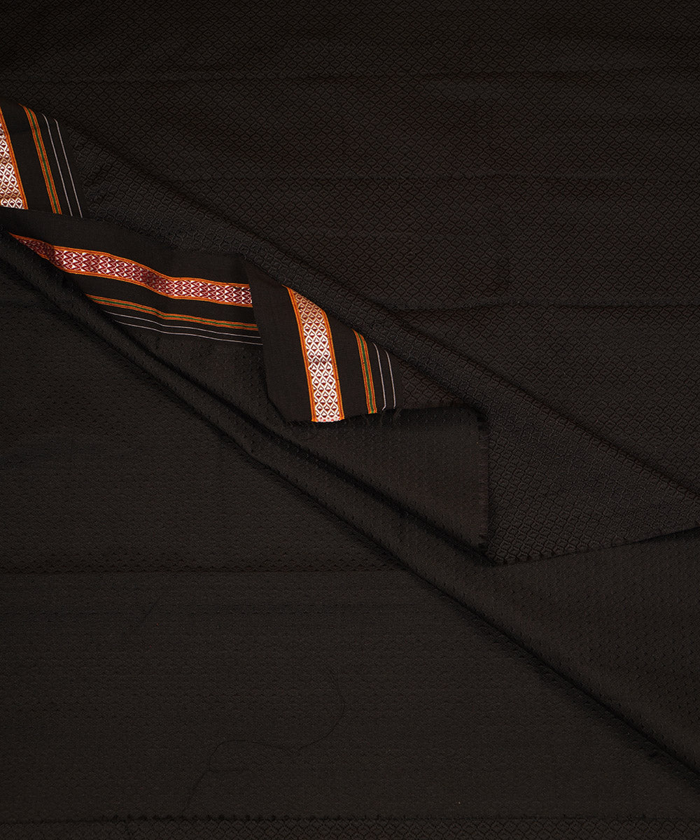 Black handwoven cotton art silk khana fabrics