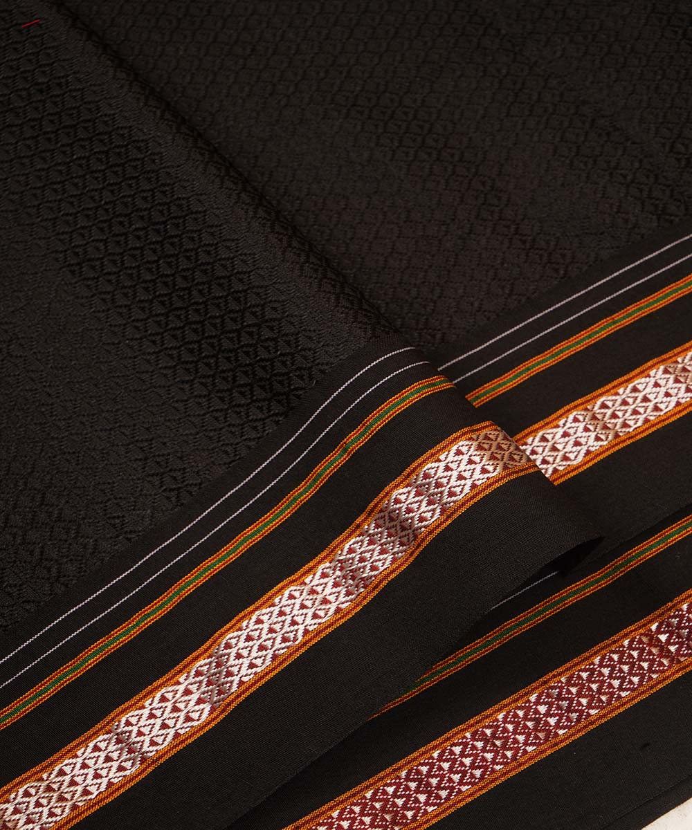 Black handwoven cotton art silk khana fabrics