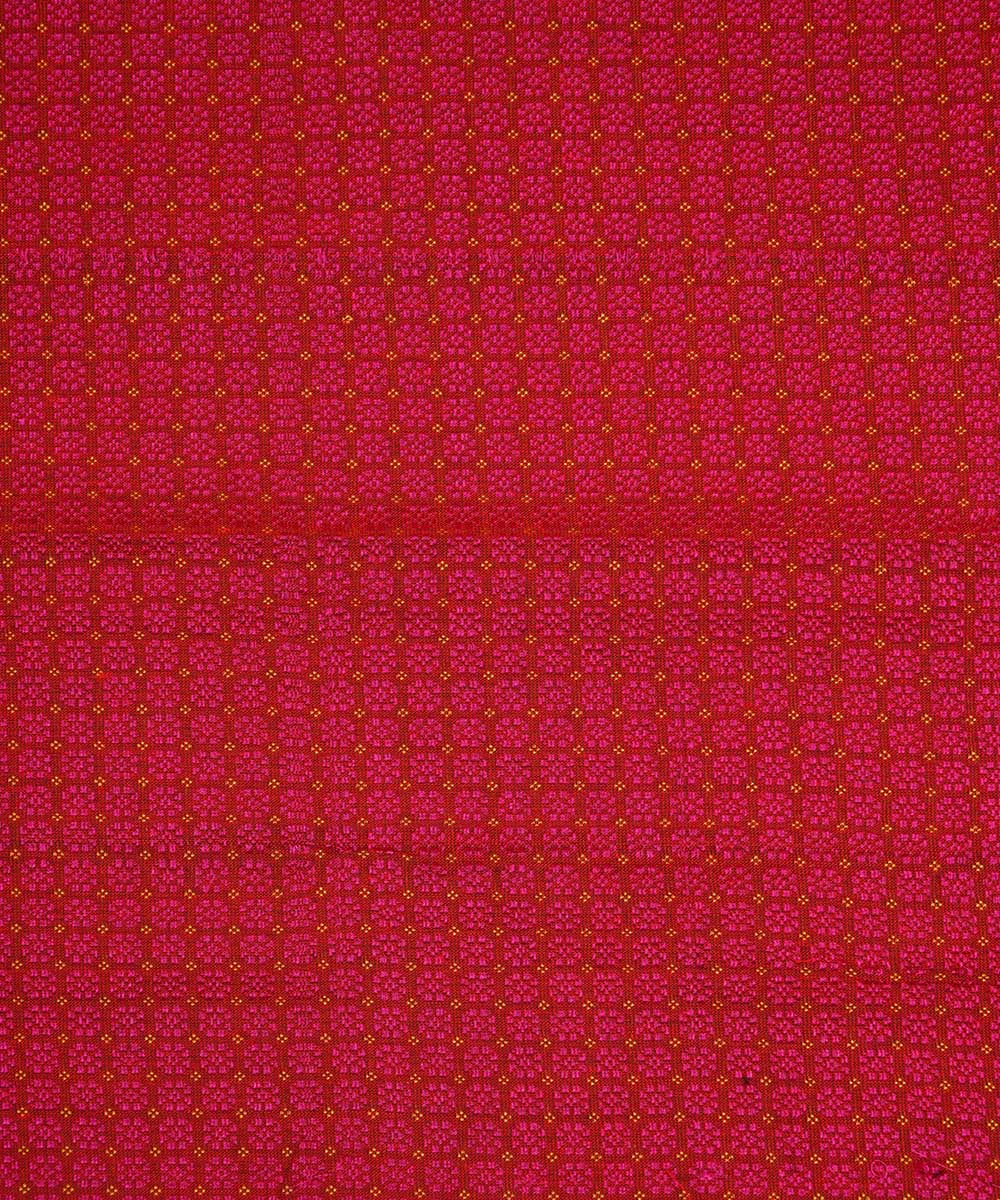Pink red handwoven cotton art silk khana fabrics
