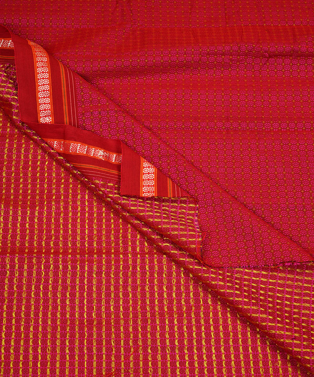 3m Pink red handwoven cotton art silk khana kurta material