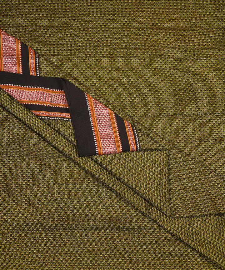 Green black handwoven cotton art silk khana fabrics