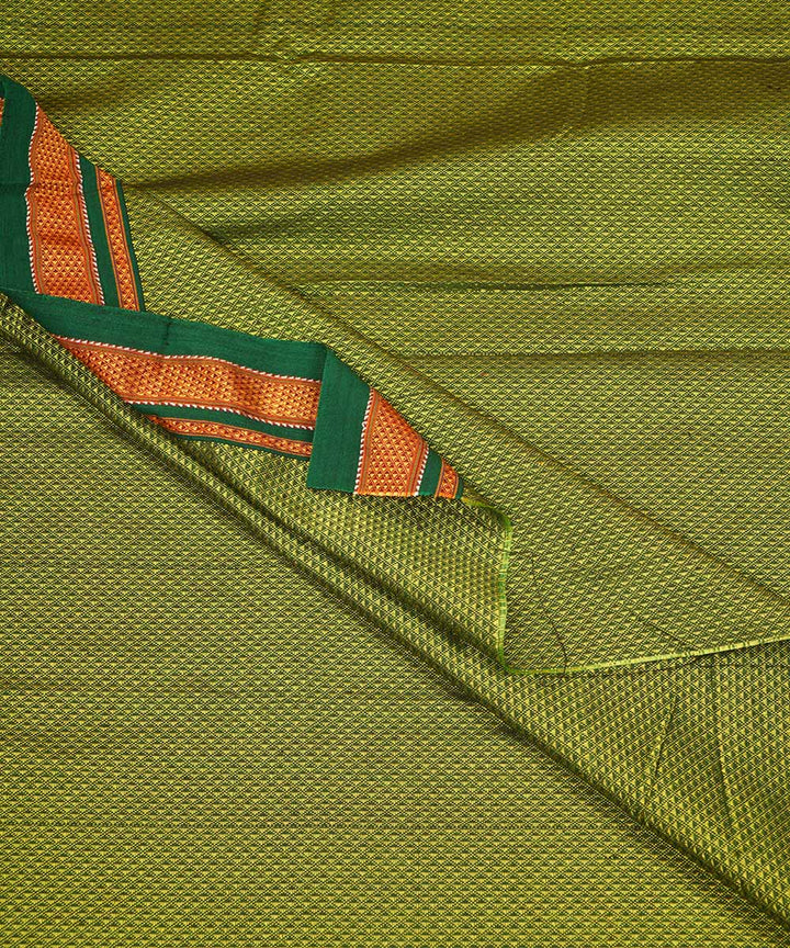 3m Green handwoven cotton art silk khana kurta material