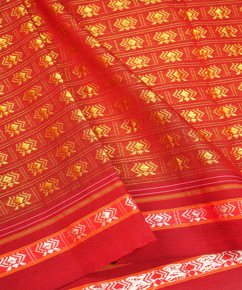 3m Yellow red handwoven cotton art silk khana kurta material