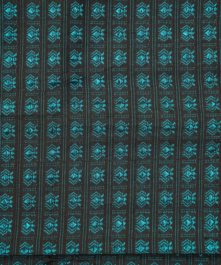 3m Blue black hand woven cotton art silk khana kurta material