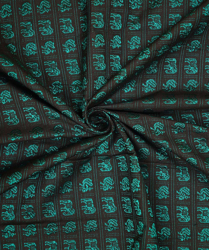 3m Black turquoise handwoven cotton art silk khana kurta material
