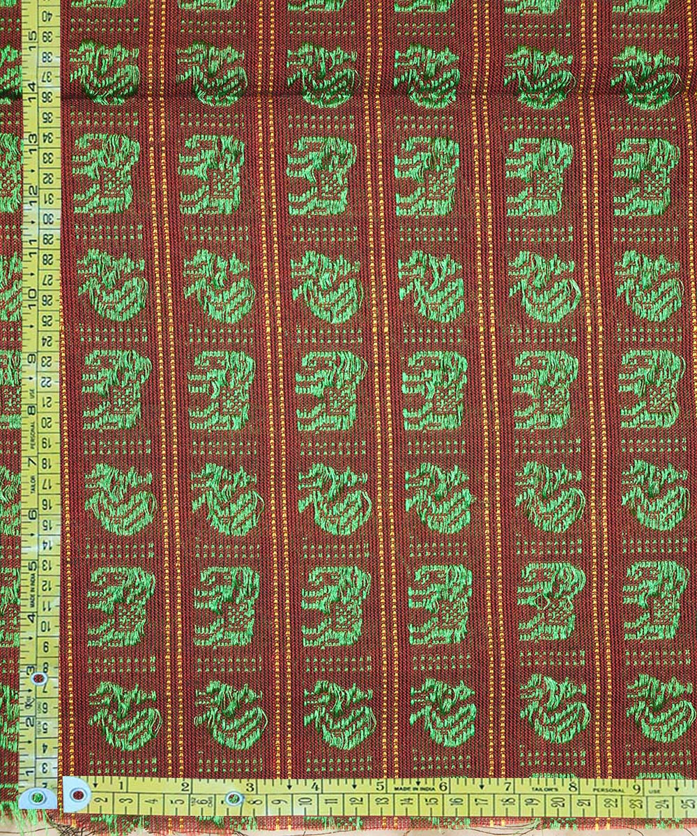 3m Maroon green handwoven cotton art silk khana kurta material
