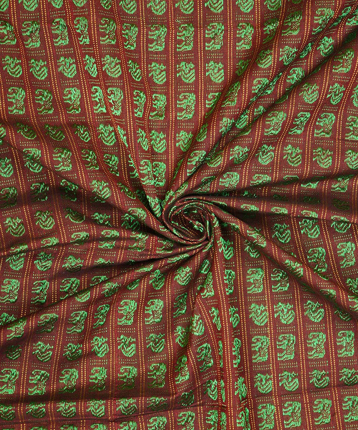 3m Maroon green handwoven cotton art silk khana kurta material