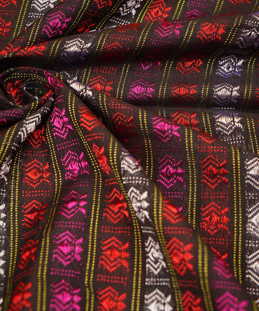 3m Multi colour handwoven cotton art silk khana kurta material