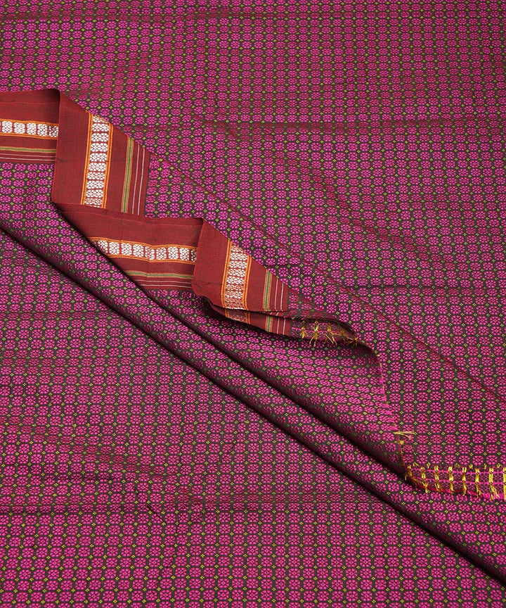 3m Pink black handwoven cotton art silk khana kurta material