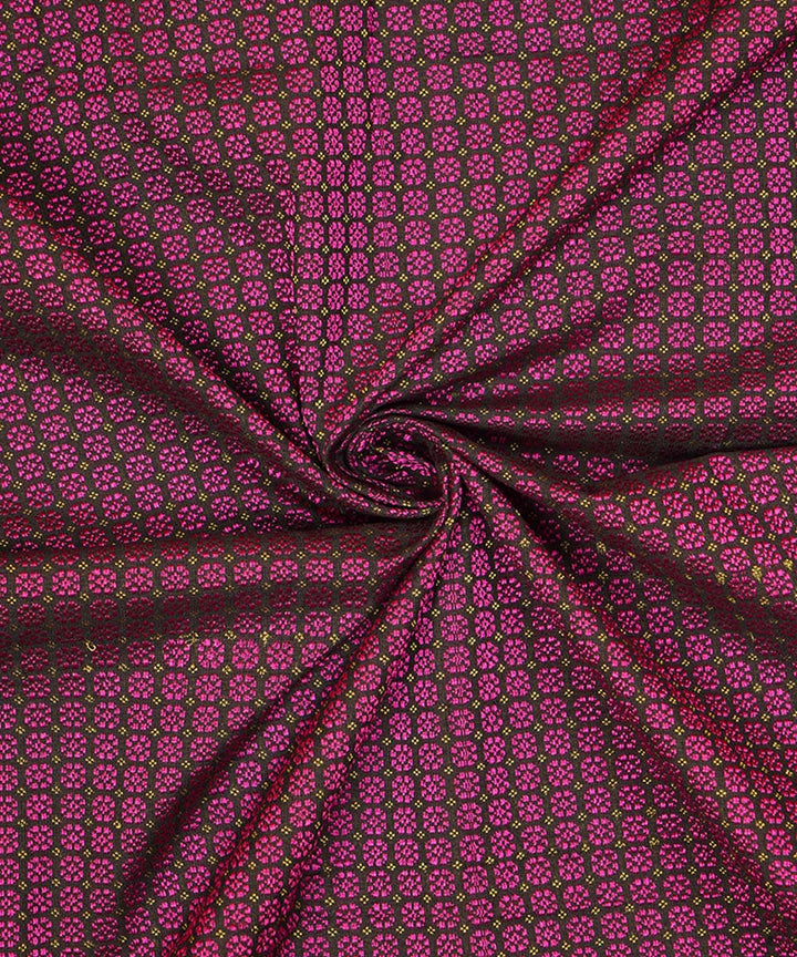 3m Pink black handwoven cotton art silk khana kurta material