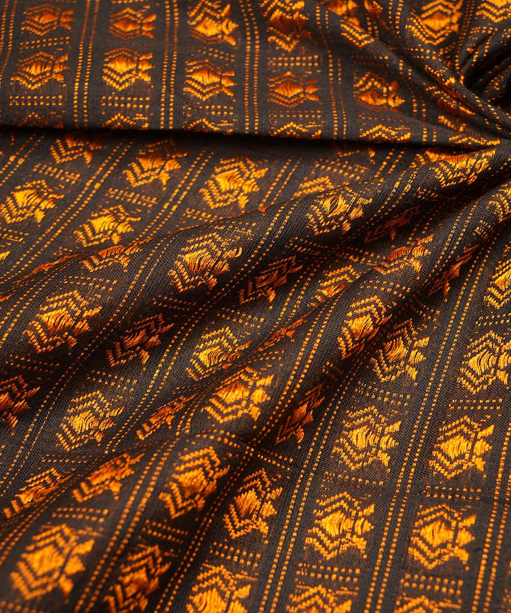 Black golden handwoven cotton art silk khana fabrics