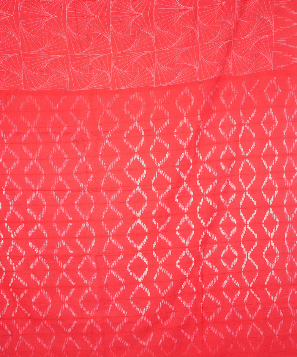 Red handcrafted cotton shibori saree