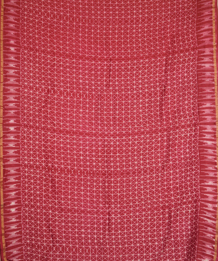 Maroon handcrafted cotton silk shibori saree