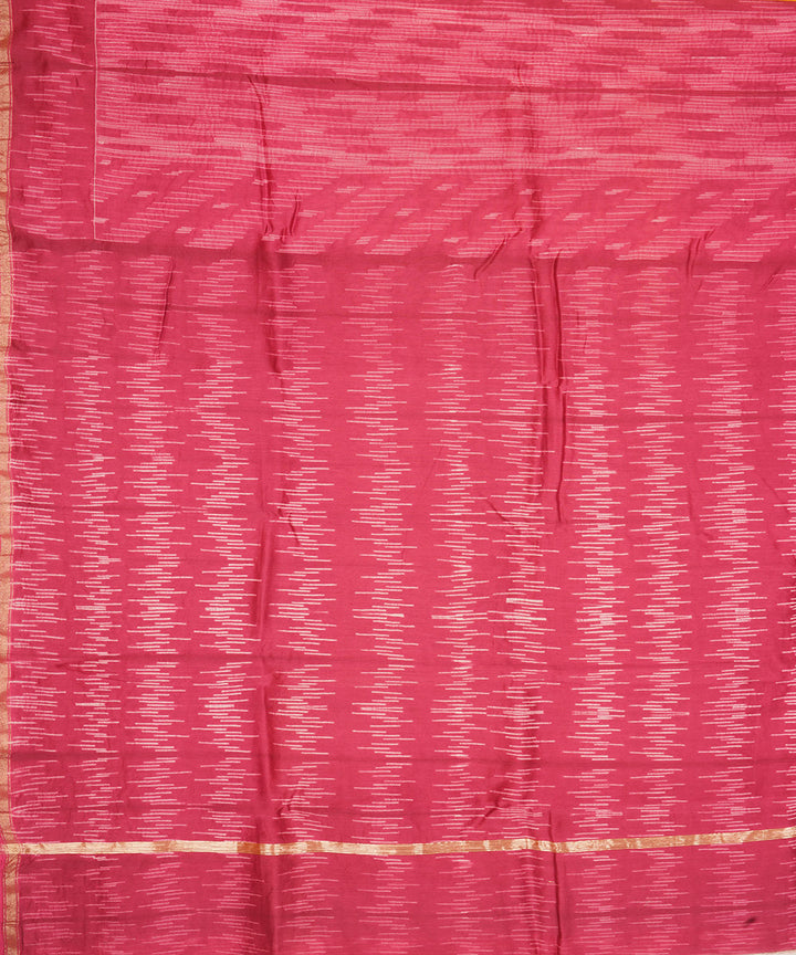 Dark pink handcrafted cotton silk shibori saree