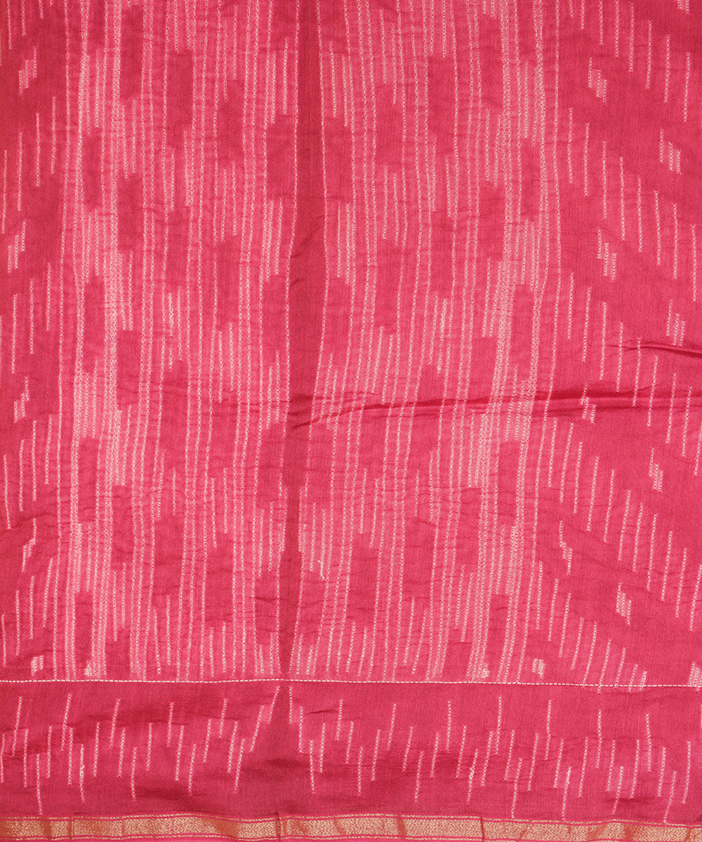 Dark pink handcrafted cotton silk shibori saree