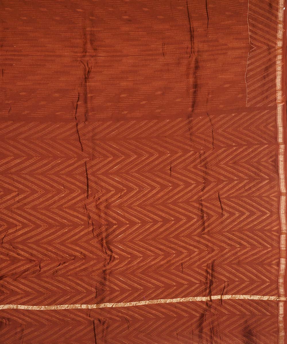 Brown hand crafted cotton silk shibori saree