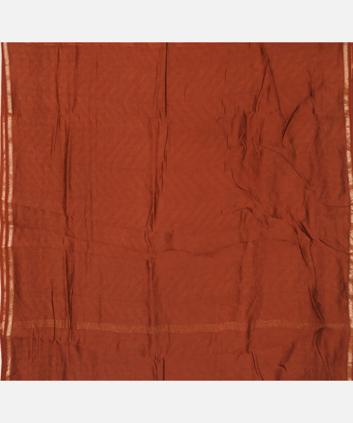 Brown hand crafted cotton silk shibori saree