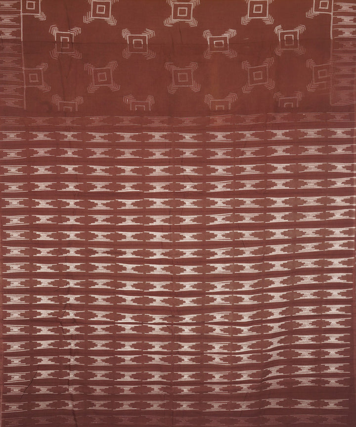 Brown handcrafted cotton shibori saree