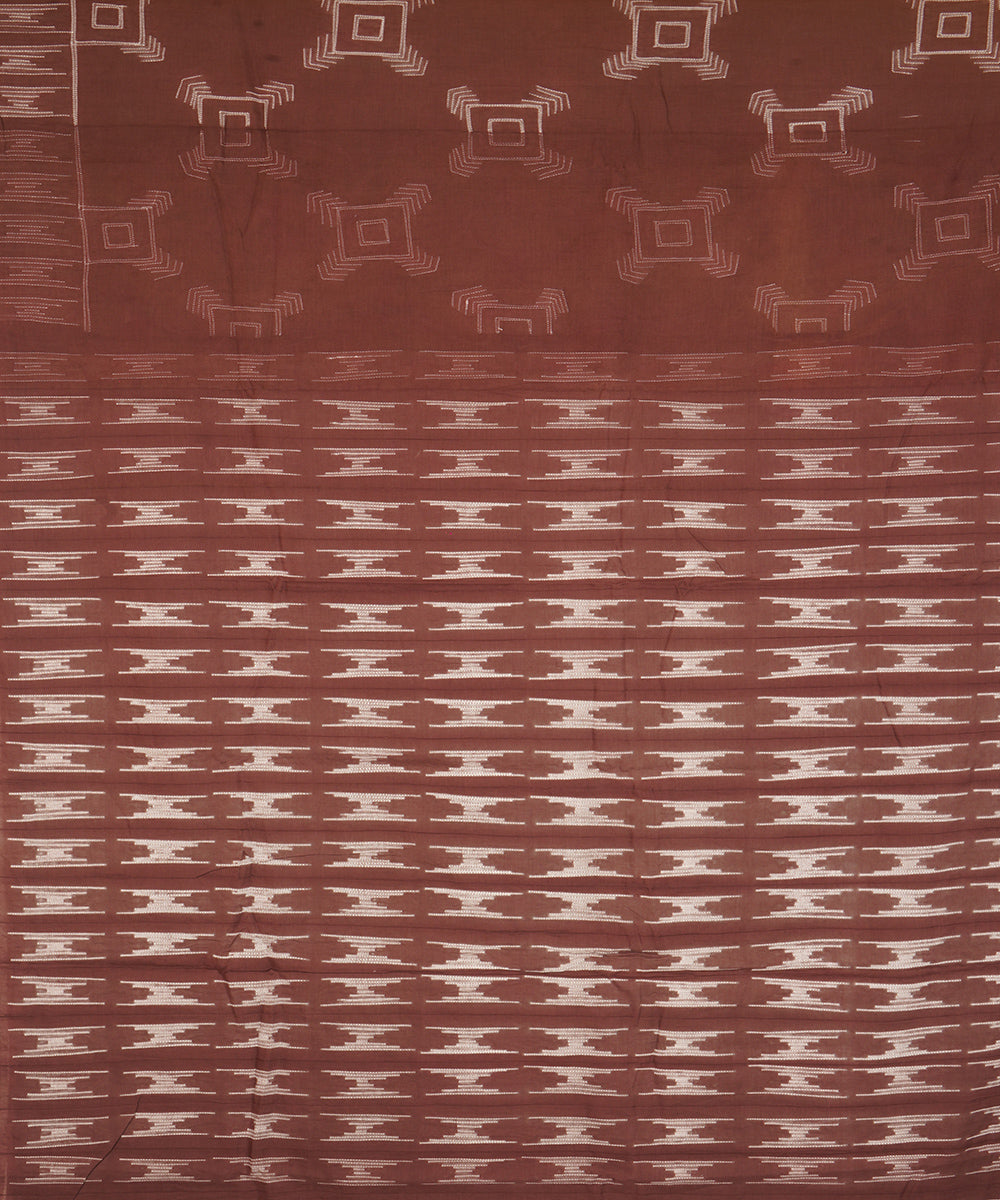Brown handcrafted cotton shibori saree