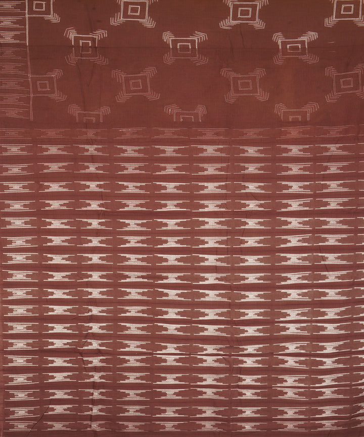Brown handcrafted cotton shibori saree