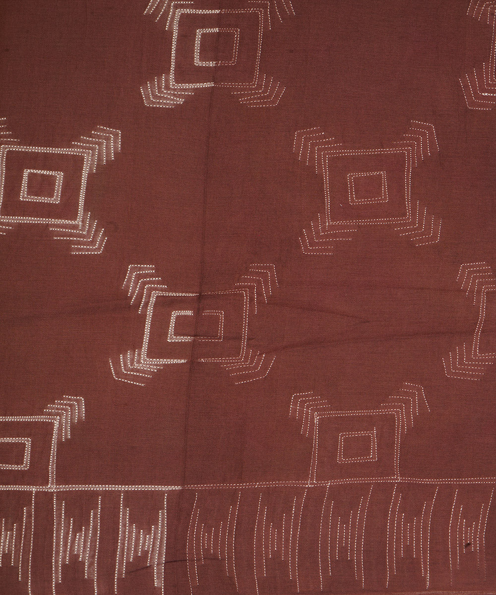 Brown handcrafted cotton shibori saree