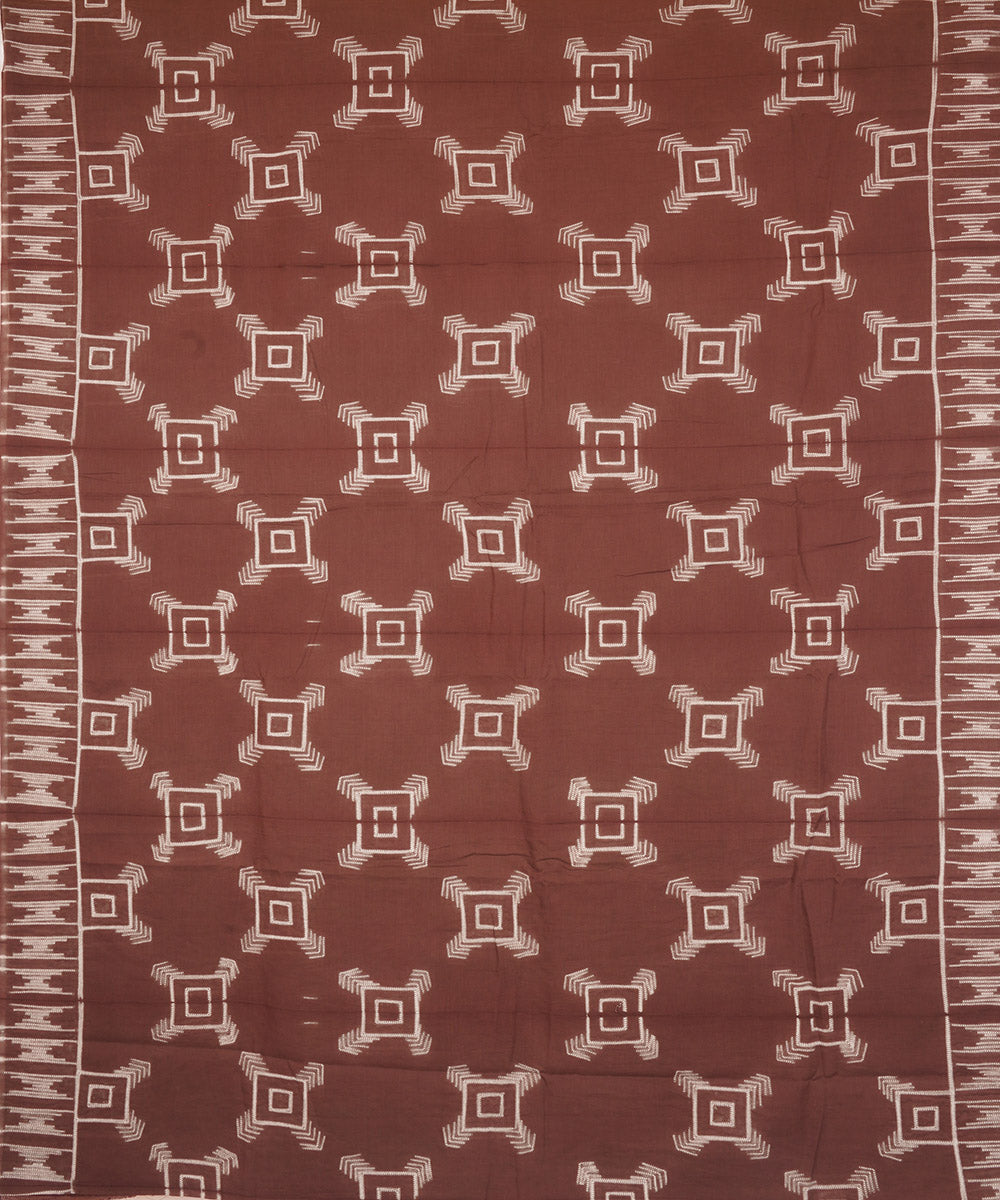 Brown handcrafted cotton shibori saree