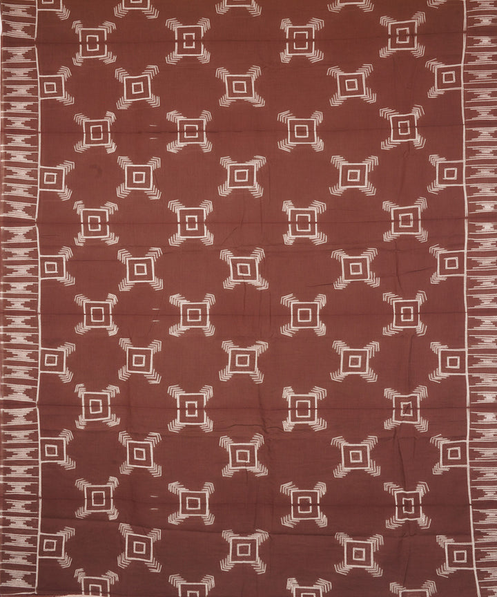 Brown handcrafted cotton shibori saree