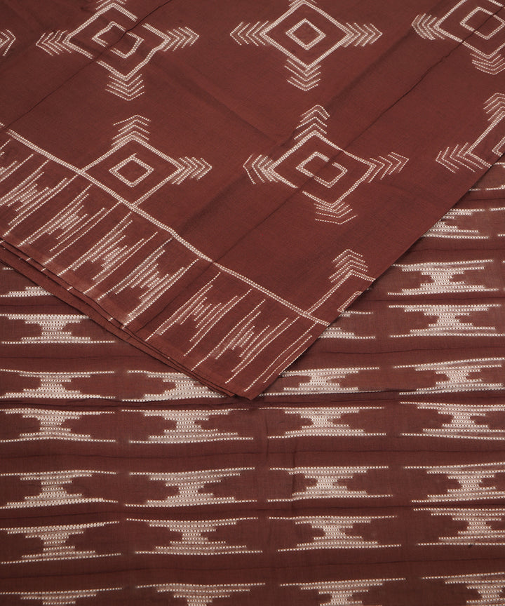 Brown handcrafted cotton shibori saree