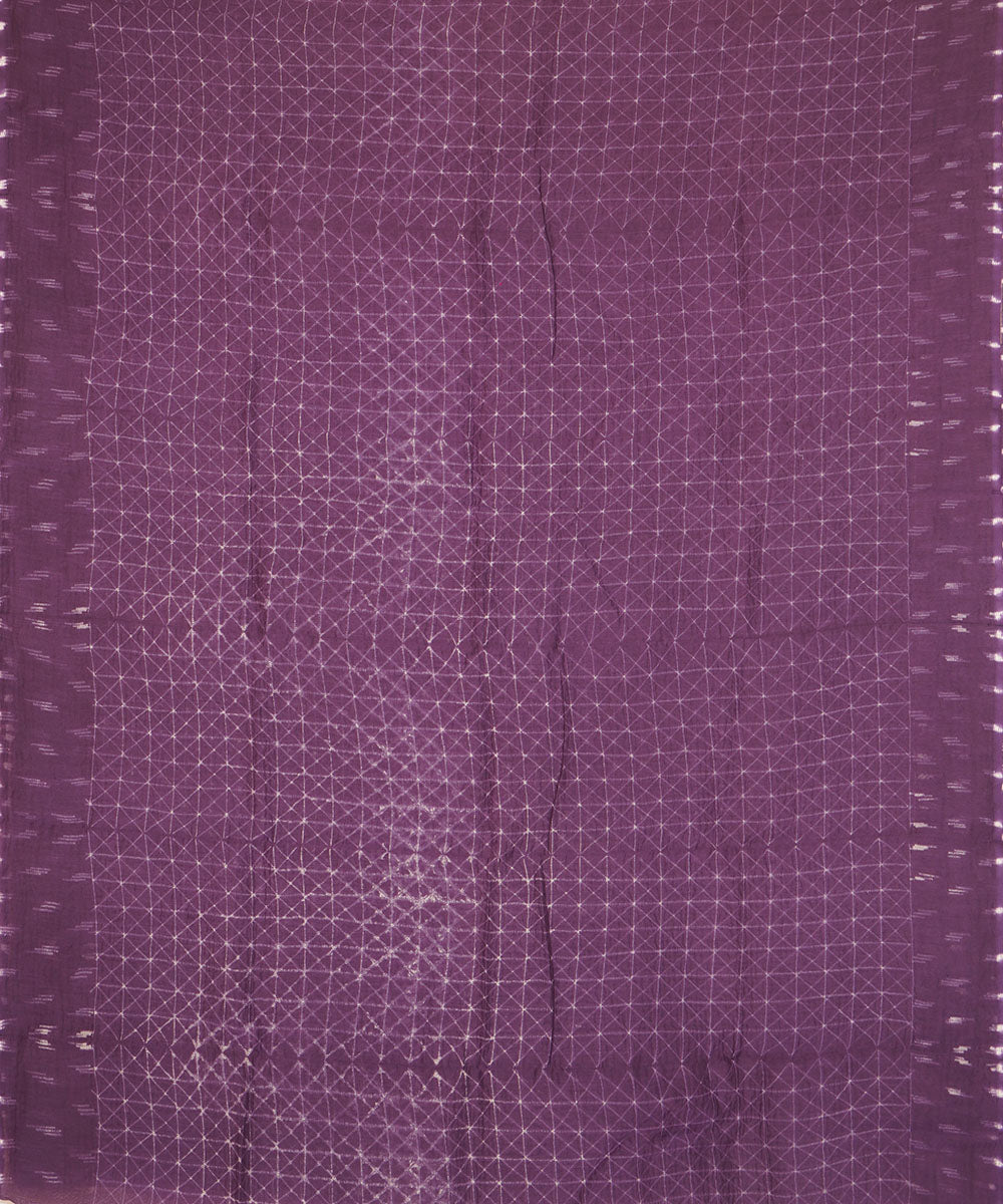 Purple handcrafted cotton silk shibori saree