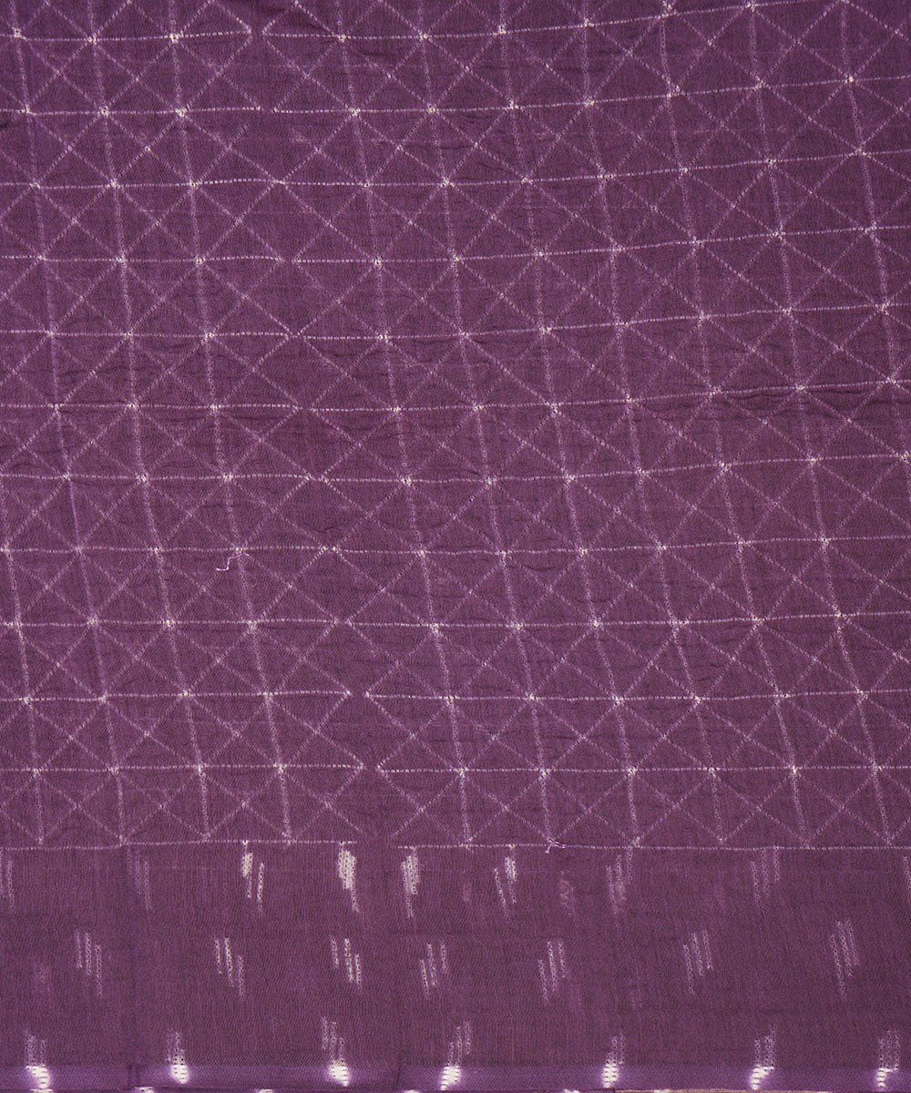 Purple handcrafted cotton silk shibori saree