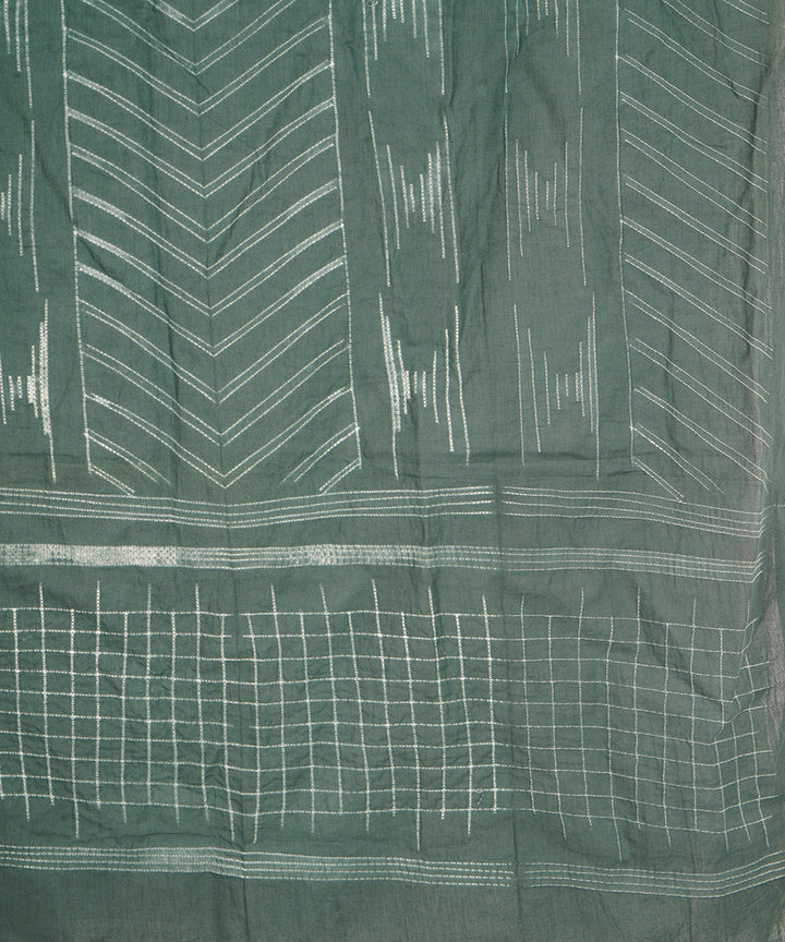 Dark green hand crafted cotton shibori dupatta