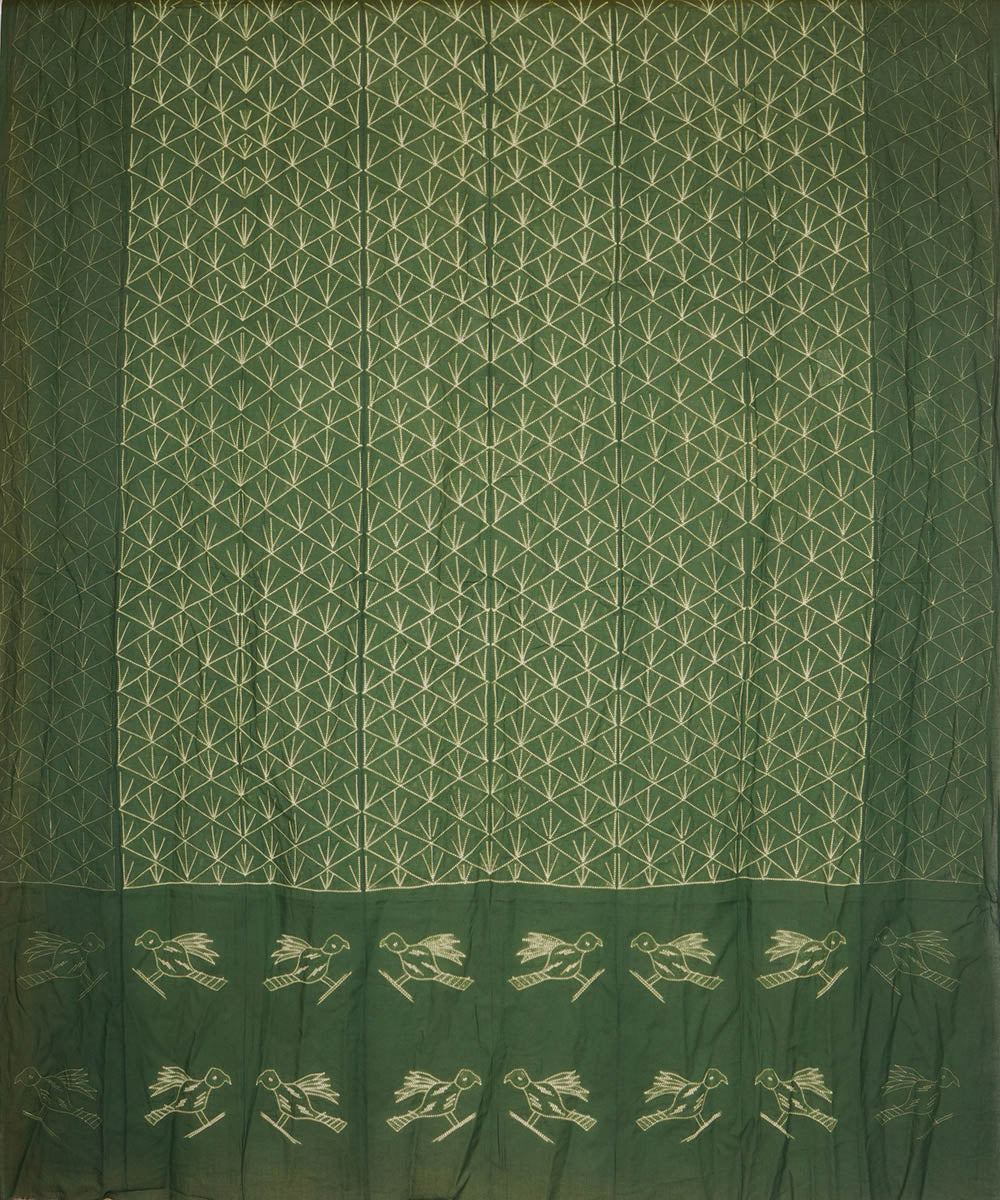 Green handcrafted cotton shibori dupatta