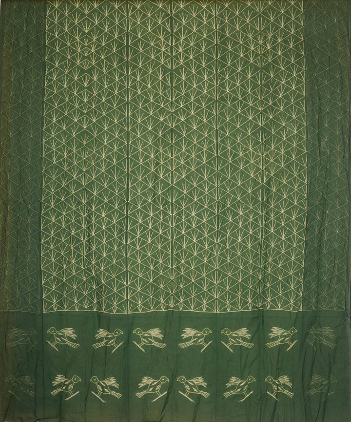 Green handcrafted cotton shibori dupatta