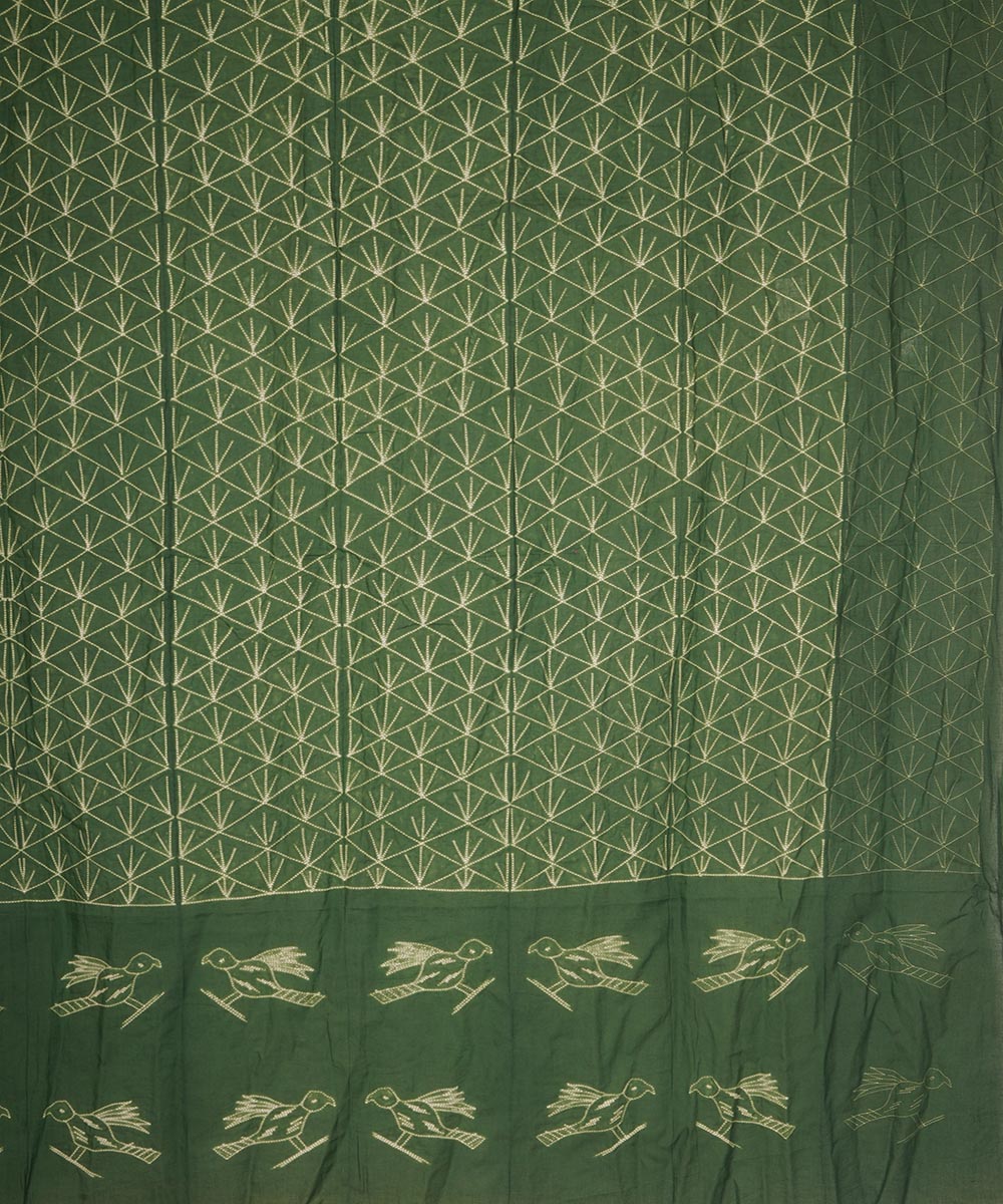 Green handcrafted cotton shibori dupatta