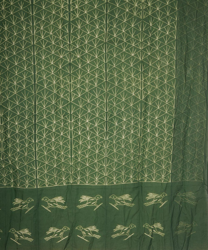 Green handcrafted cotton shibori dupatta