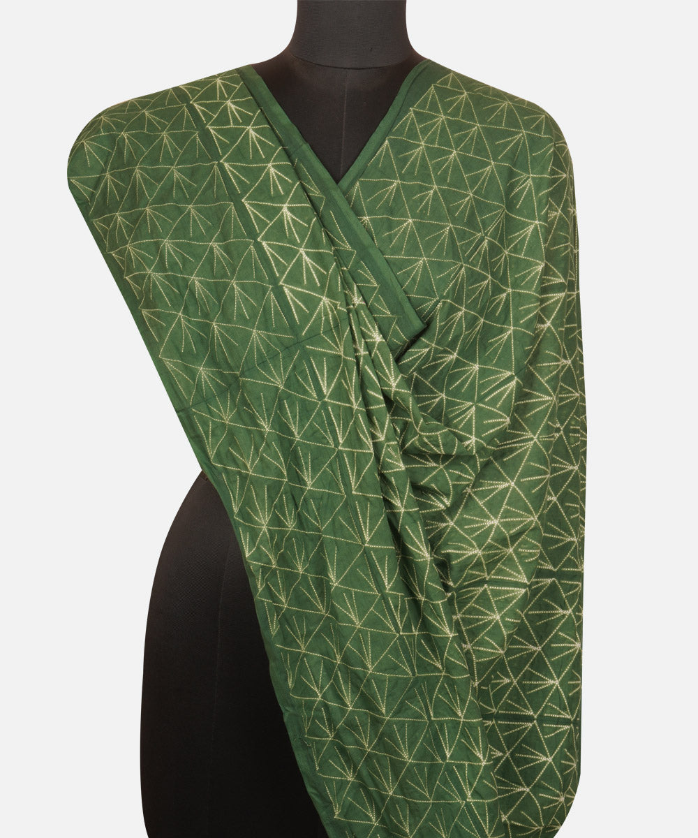 Green handcrafted cotton shibori dupatta