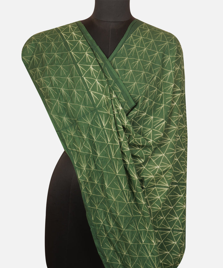 Green handcrafted cotton shibori dupatta