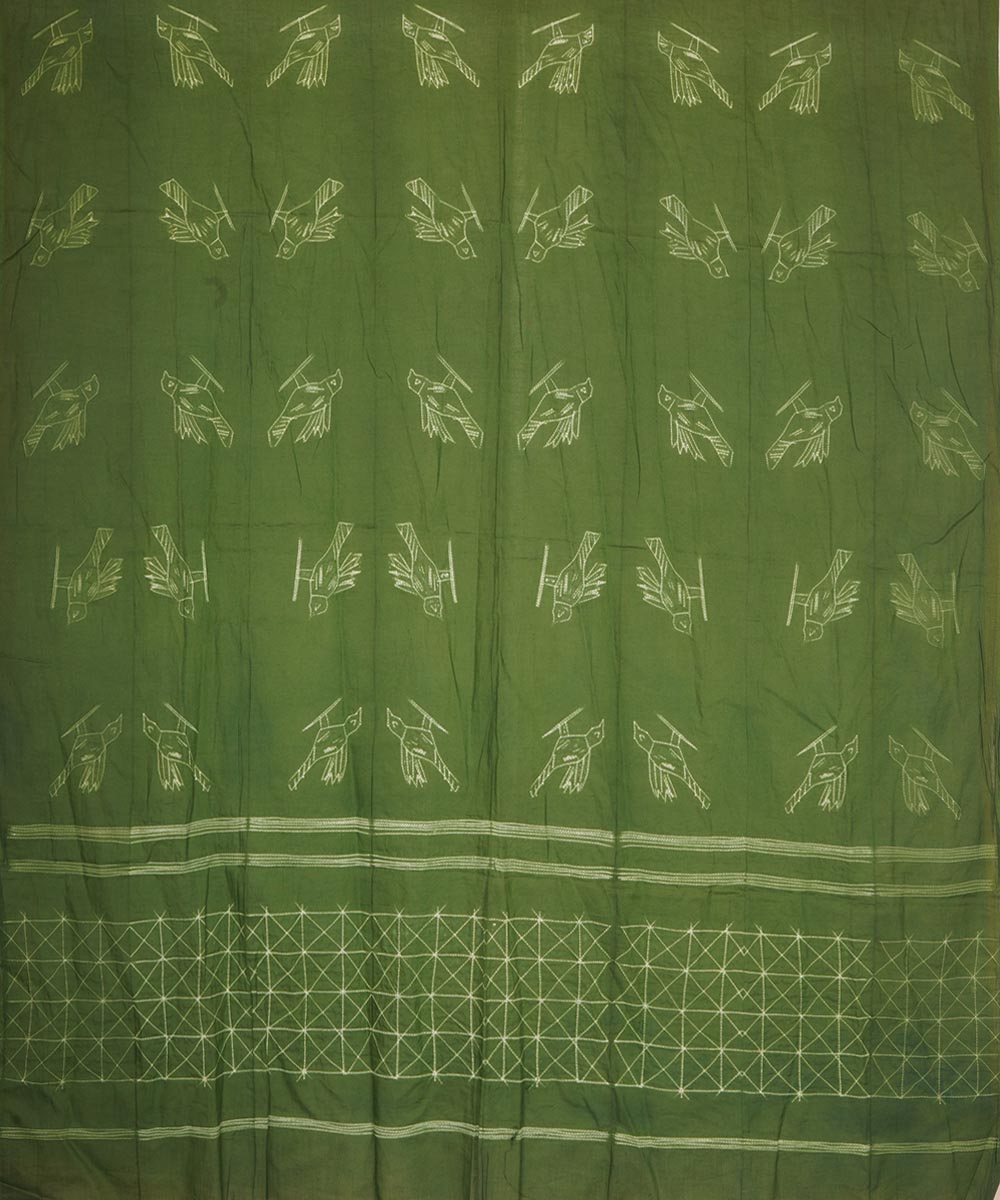 Dark green handcrafted cotton shibori dupatta