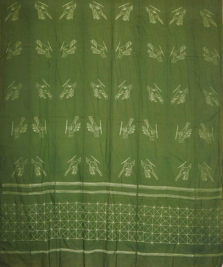 Dark green handcrafted cotton shibori dupatta