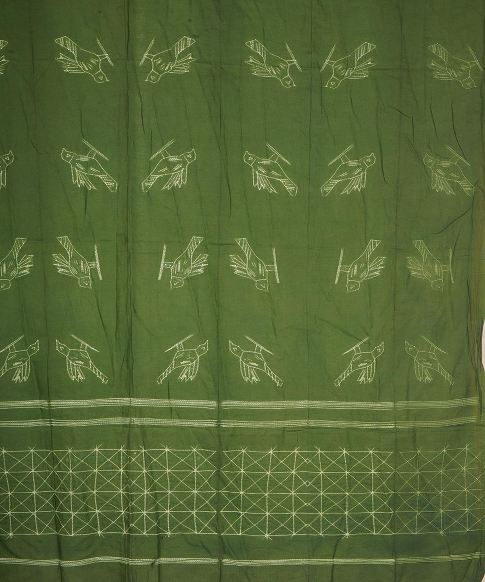 Dark green handcrafted cotton shibori dupatta